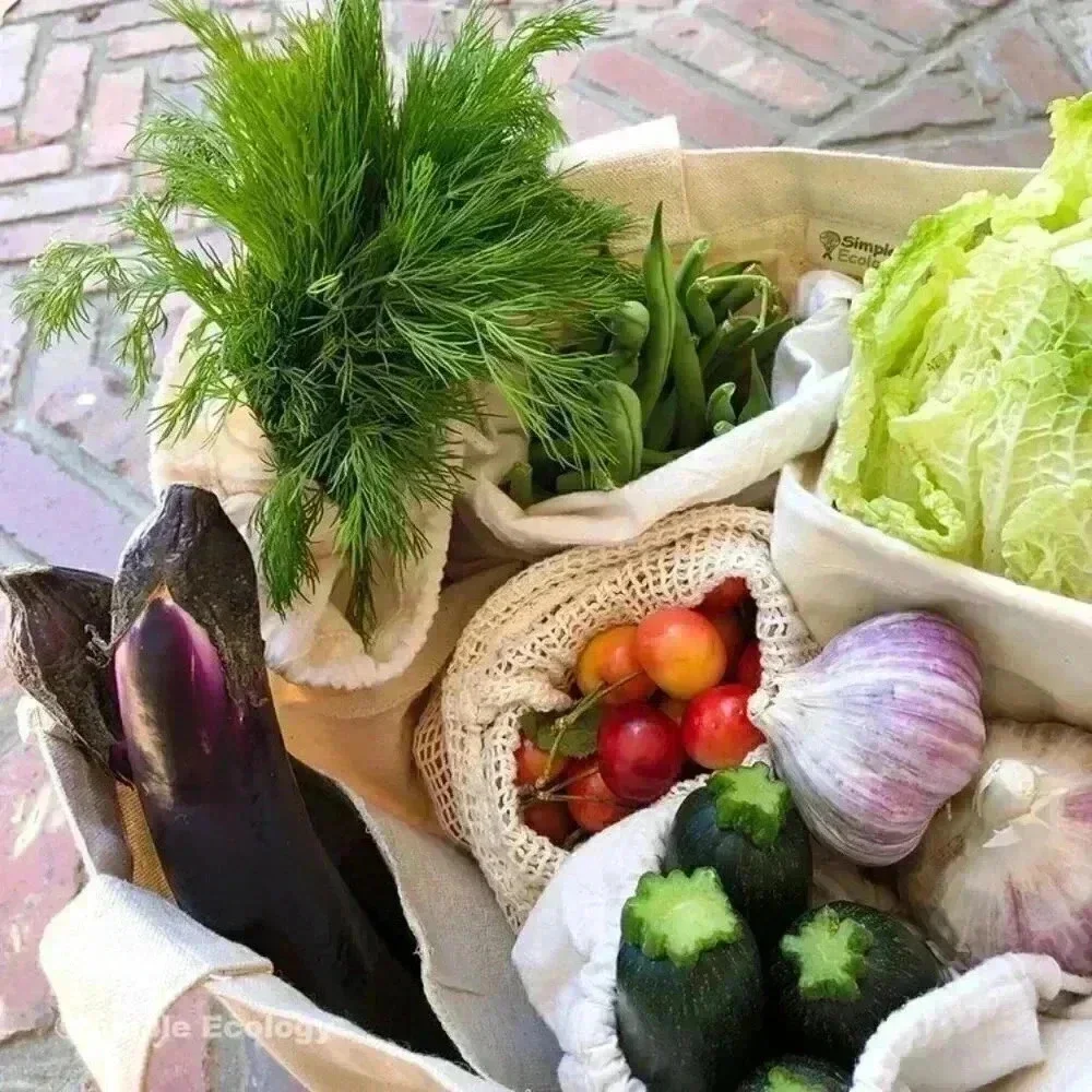 Simple Ecology Organic Muslin Produce Bag Set of 6 Sizes